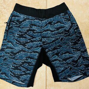 LULULEMON ~ Mens shorts unlined ~ Blue tropical camo ~ MEDIUM